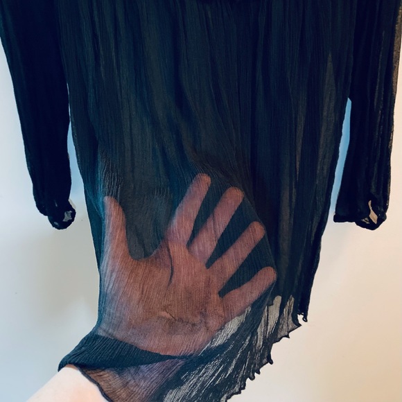 Silk Crinkle Sheer Dress - Picture 3 of 4